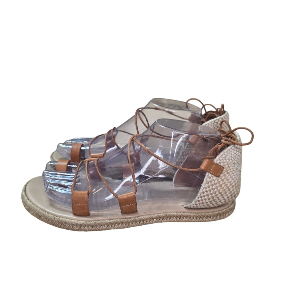 Ancient Greek Sandals Lace Up Gladiator Espadrille Sandals Leather 38